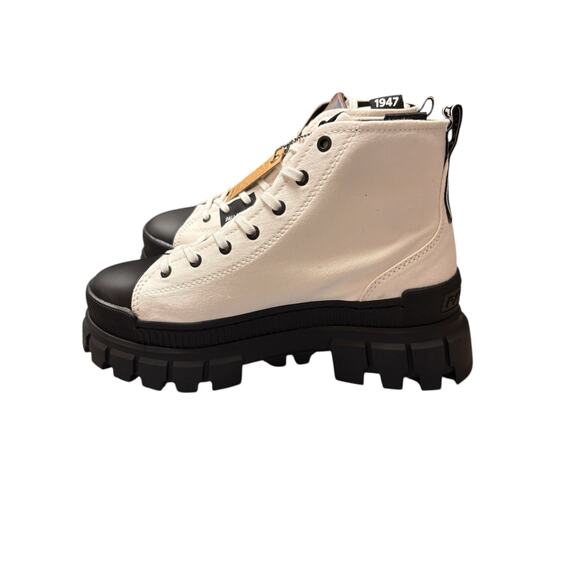 Palladium Pampa Hi Lug Canvas Boots White Black Women’s Size 8 - Picture 1 of 6